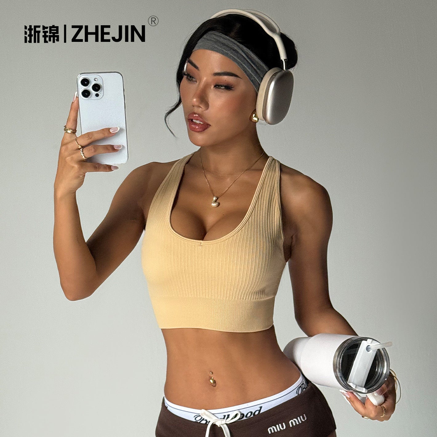 [Zhejiang Jin Store] Cross-Border European and American Fitness Yoga Set Short-Sleeved Training Vest Six-Piece Sports Yoga Suit