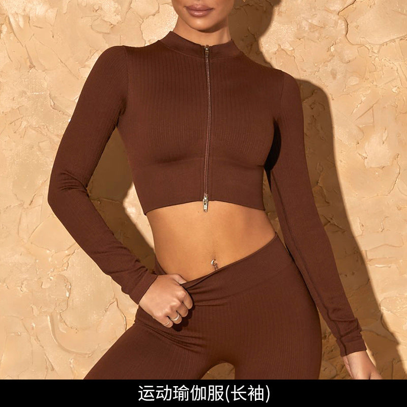 [Zhejiang Jin Store] Cross-Border European and American Fitness Yoga Set Short-Sleeved Training Vest Six-Piece Sports Yoga Suit