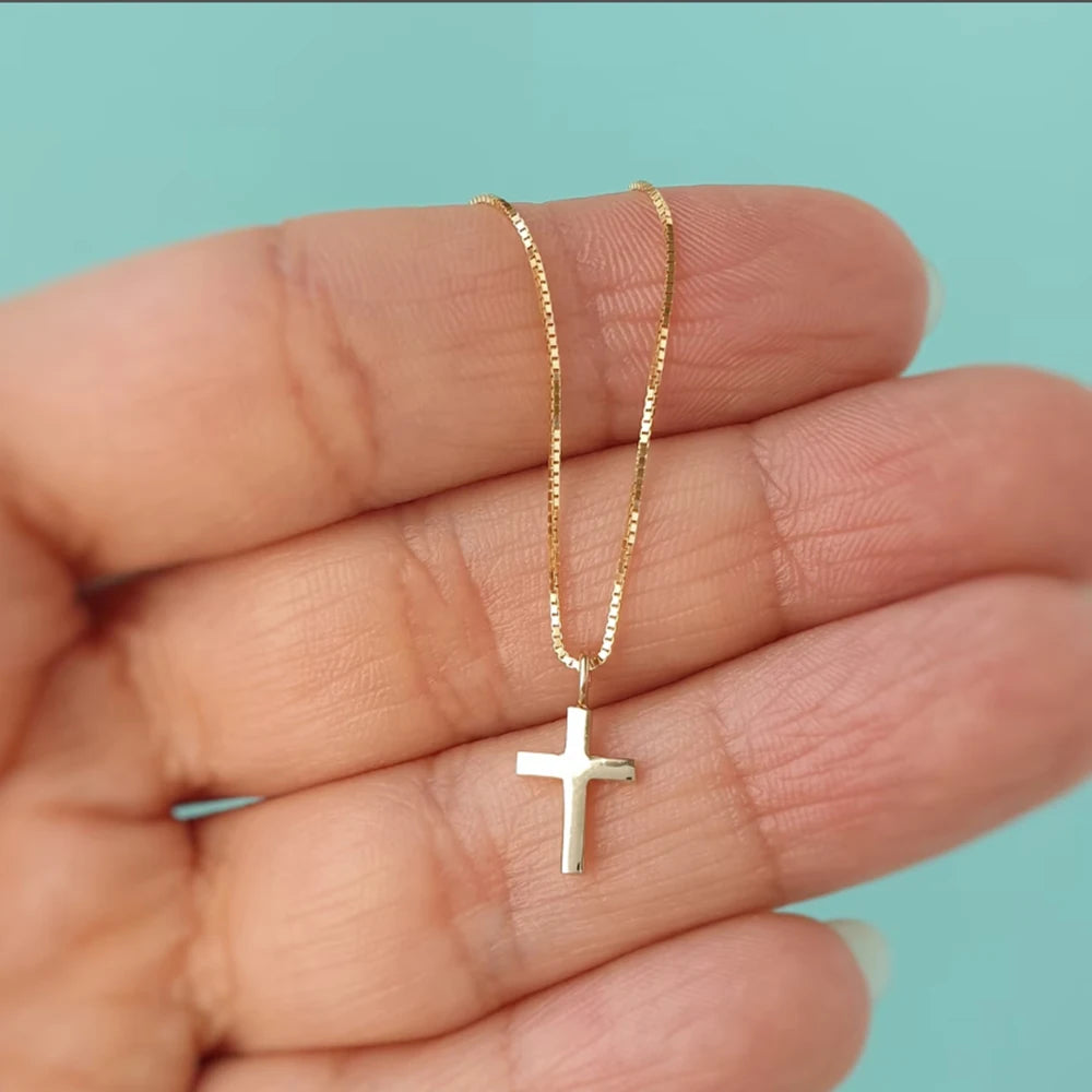 Cross chain pendant minimalist Christian necklace elegant yet casual pendant necklace box chain gift for her