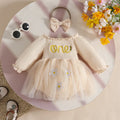 Baby Girl Dresses 1st Birthday Outfit Tulle Romper Dress with Headband Cute Daisy and Embroidered Party Wear for Newborn Clothes
