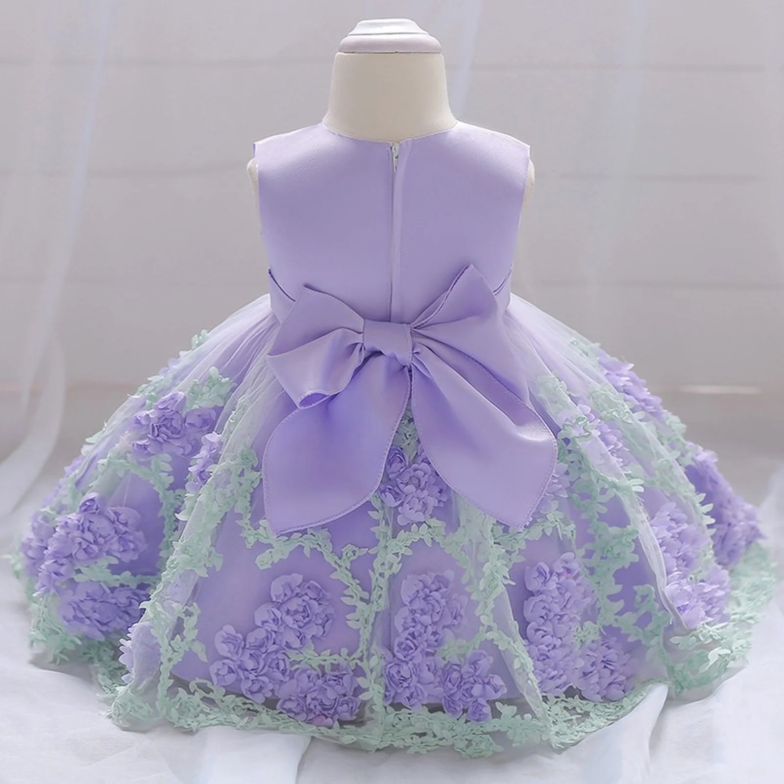 Baby Girl Frist Birthday Baptism Dresses Kids Lace Flower Dress for Little Girls Party Wedding Toddler Infant Christmas Clothing