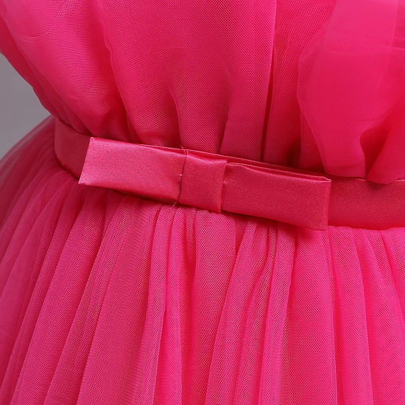 Toddler Girls Birthday Tulle Dress Flower Princess Backless Bow Puffy Wedding Gown Kids Party Wear Baby Girl Christmas Costumes