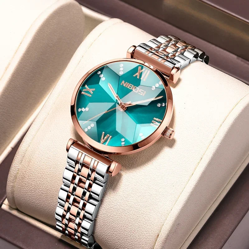 NIBOSI Women Watches Analog Rose Gold Women's Watch for Girls Diamond Studded with Stylish Watches Waterproof Relogio Feminino