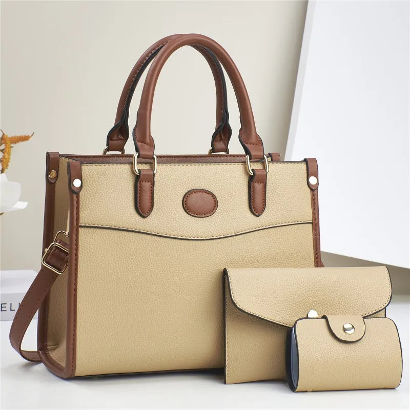Brand 3 Piece Set Women's Bags 2024 New Large Capacity Tote Bag High Quality Leather Women Handbag Luxury Designer Shoulder Bag