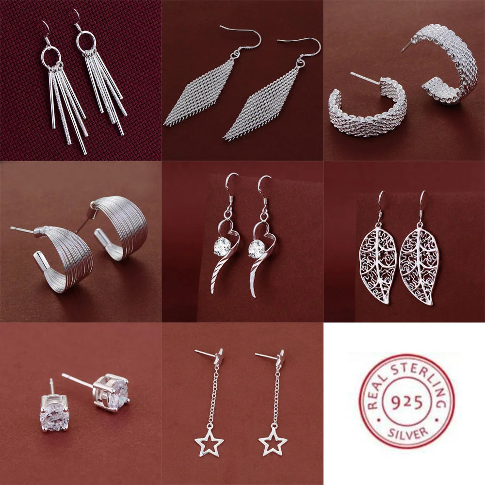 NEW 925 Sterling Silver Earrings Hot Hearts For Women Exquisite Student Girlfriend Jewelry Accessories Wedding Fashion Gift