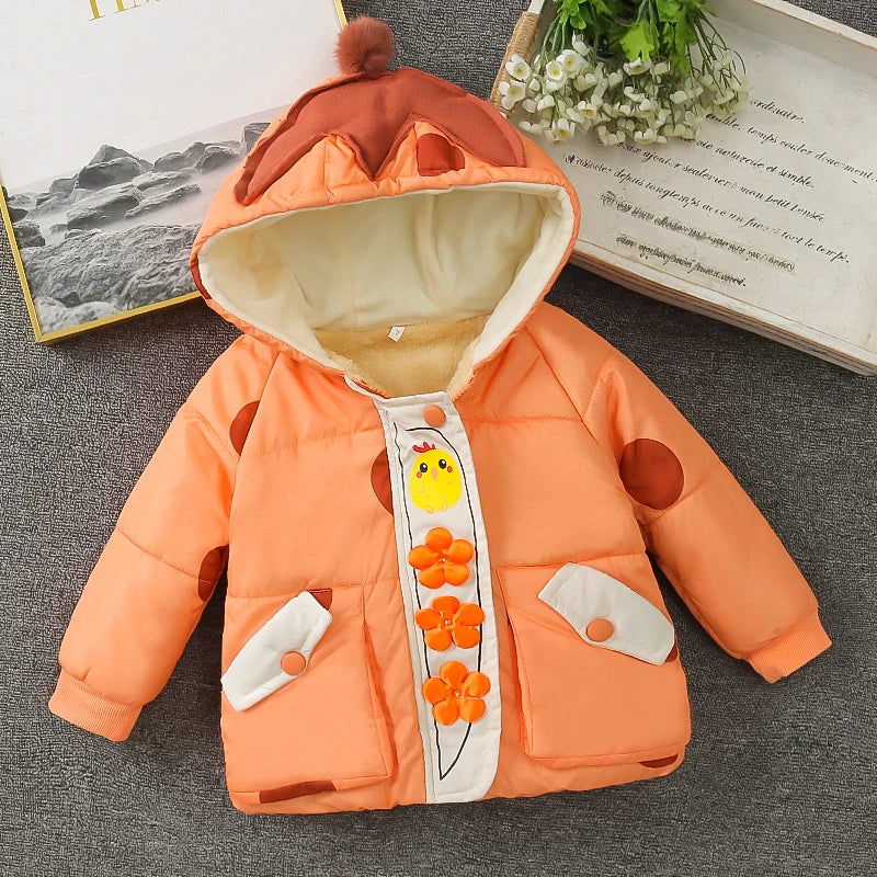 1-5 Years Old Baby Girls Boys Winter Warm Coat Fashion Children Comfortable Clothing Toddlers Costume Lovely Cartoon Kids' Wear
