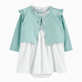 2pcs Spring Summer Infant Baby Girls Clothes Sets Toddler Dresses Long Sleeves Cardigan+Bodysuit Dress Newborn Girl Outfit