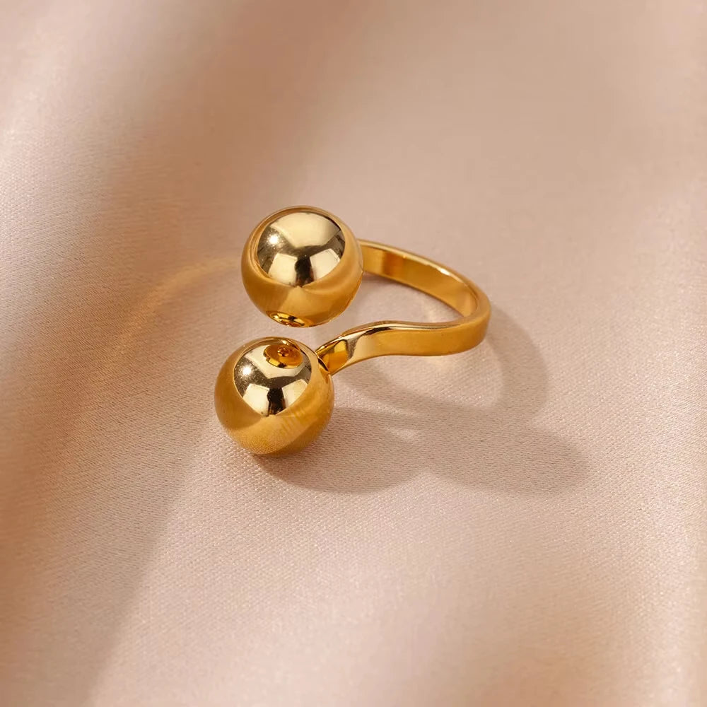 Stainless Steel Creative Geometry Rings For Women Men Opening Smooth Ring Wedding Exquisite Jewelry Gift 2024