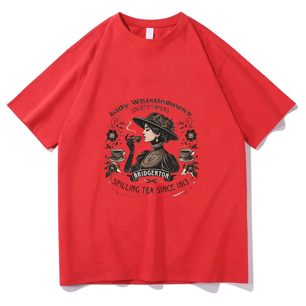 Women Clothing T-shirt TV Lady Whistledown Cotton Casual Tee-shirt O-neck Cotton Tshirt Ropa Mujer Vintage Punk Fashion Clothing
