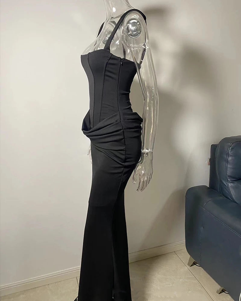 Women's Dress Black Fashionable Backless Bodycon Dress Women Slim Long Gown 2026 New Elegant Chic Lady Evening Party Vestidos
