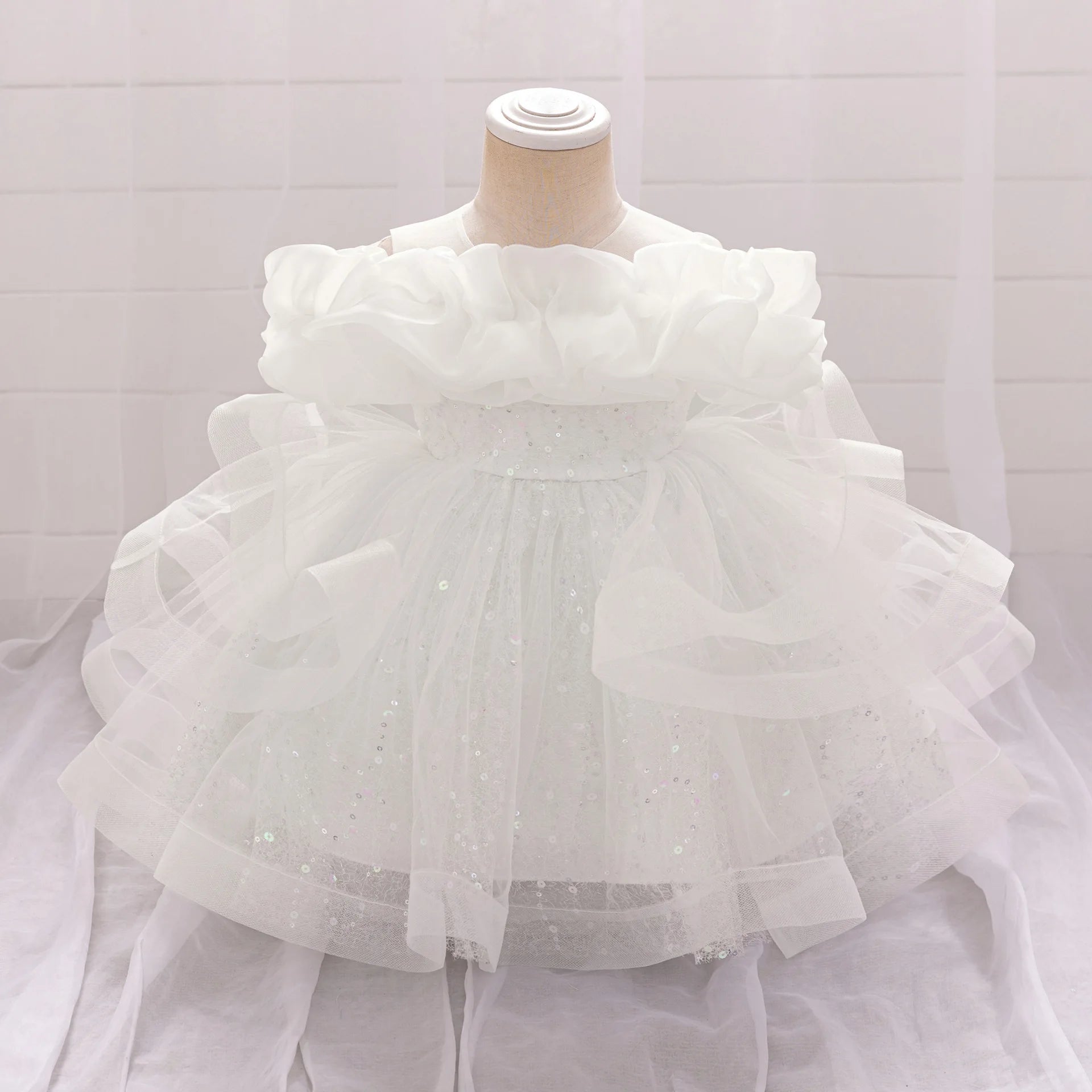 Baby Dress Girl Sequin Princess Gown Fashionable Children Clothing One Year Old Toddler Dress Wedding Clothes Piano Costume