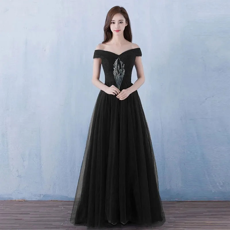 Elegant Evening Dresses Off Shoulder Tulle Maxi Dress Prom Gown Party Dresses Formal Dress Vestidos de noche