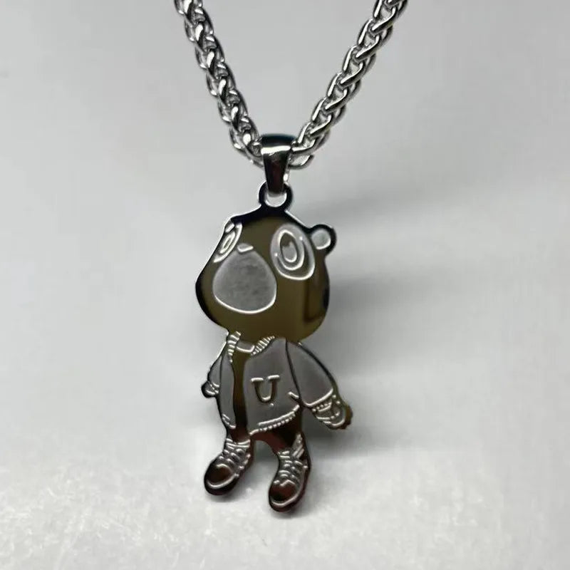 Exquisite Fashion Stainless Steel Cute BearPendant Necklace Hip Hop Necklace for men and women Rapper fan Gift Jewelry