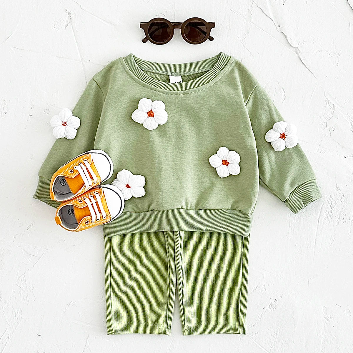 New Infant Suit Baby Girl Clothes Newborn Boys Infant Sets Cotton Comfortable Spring Autumn Floral Sweatshirt Top+Long Pants