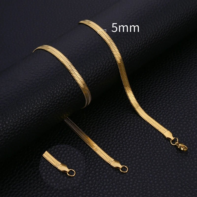HIYEE Fashion Stainless Steel Necklace 40-45-50-60CM Blade Snake Glod Bone Chain Men's & Women's Jewelry Gifts Party And Wedding