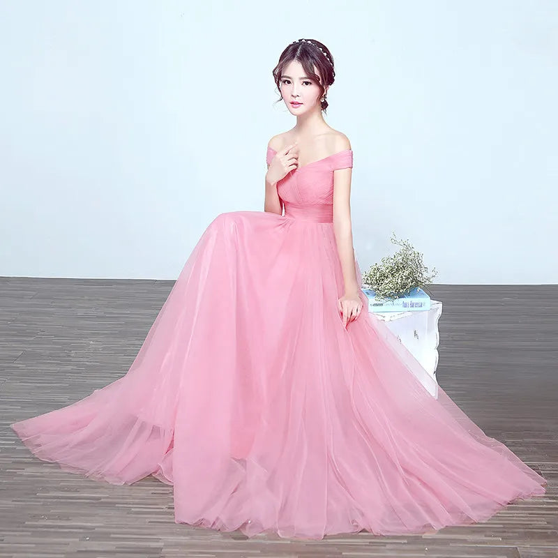 Elegant Evening Dresses Off Shoulder Tulle Maxi Dress Prom Gown Party Dresses Formal Dress Vestidos de noche