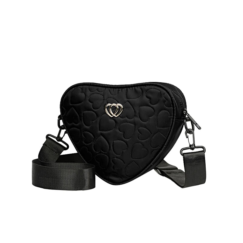 Ladies' handbags suitable for shopping, designed with love, made of nylon material, can be worn over the shoulder or crossbody.