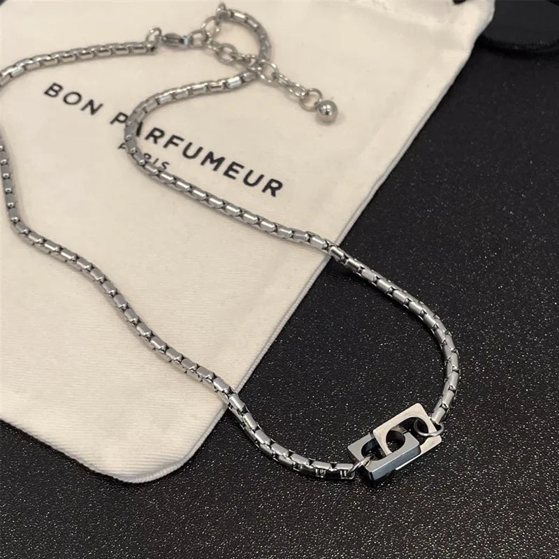 Interlocking Chain Neckalce for Men Boys,Waterproof Stainless Steel Chain Link Collars,Hip Hop Trendy Jewelry Gifts