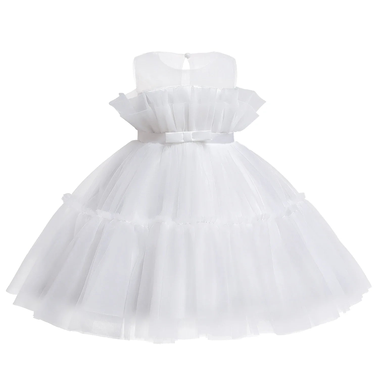 Toddler Girls Birthday Tulle Dress Flower Princess Backless Bow Puffy Wedding Gown Kids Party Wear Baby Girl Christmas Costumes