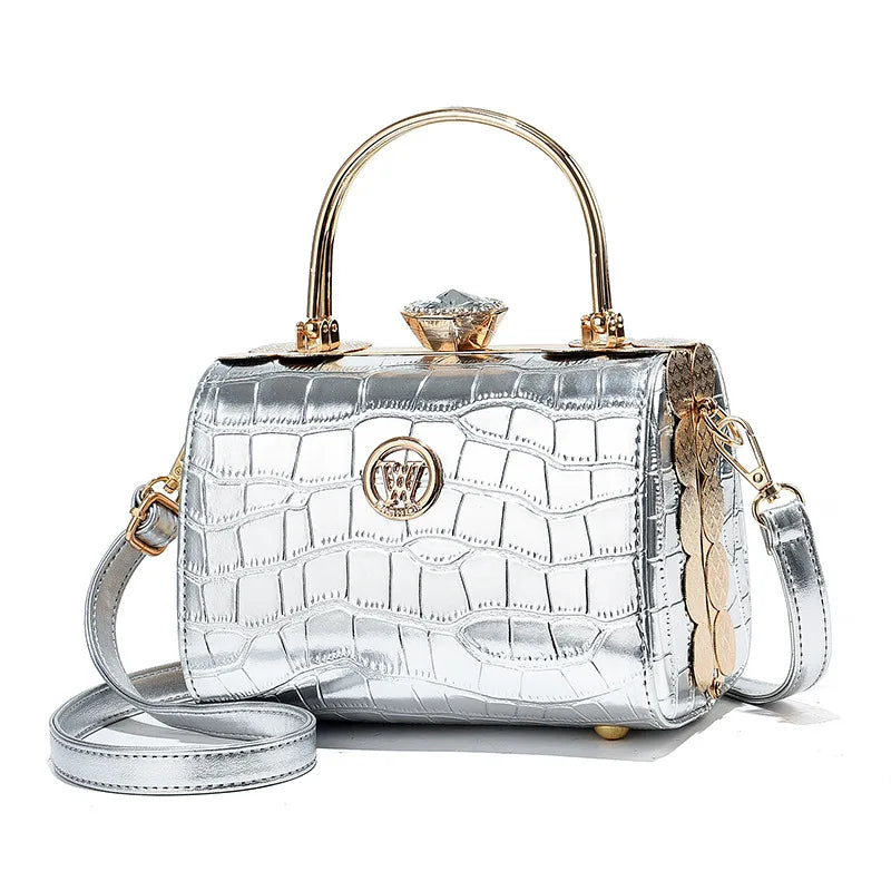 Elegant Diamond Women's Bags High-quality Steel Clip Women's Shoulder Bag New Pillow Bag Women's Handbag Banquet Crossbody Bag