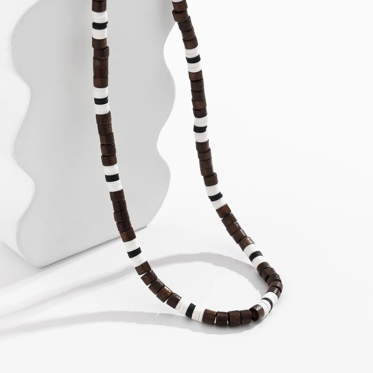 Bohemian Spliced Wood Bead Necklace Long Diamond Necklace