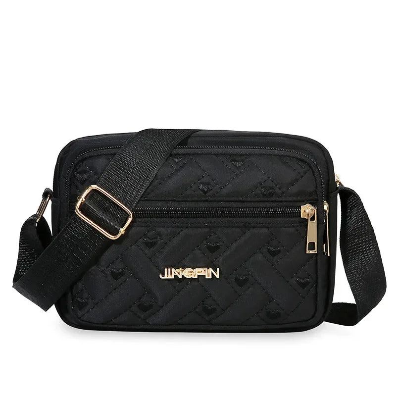 2024 New Fashion Embroidery Women Nylon Square Handbags Lady's Shoulder Cross Body Female Casual Women's Zipper Handbag
