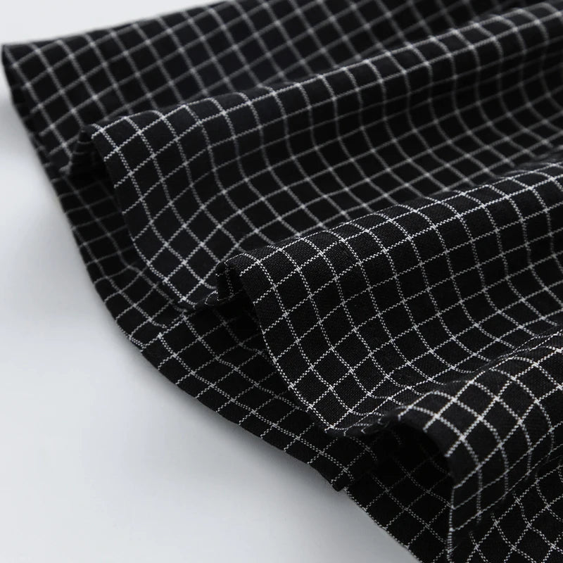 Retro Black Plaid Girls Pinafore Dress 2025 Summer New Children's Cotton Casual Loose Adjustable Straps Dresses TZ288