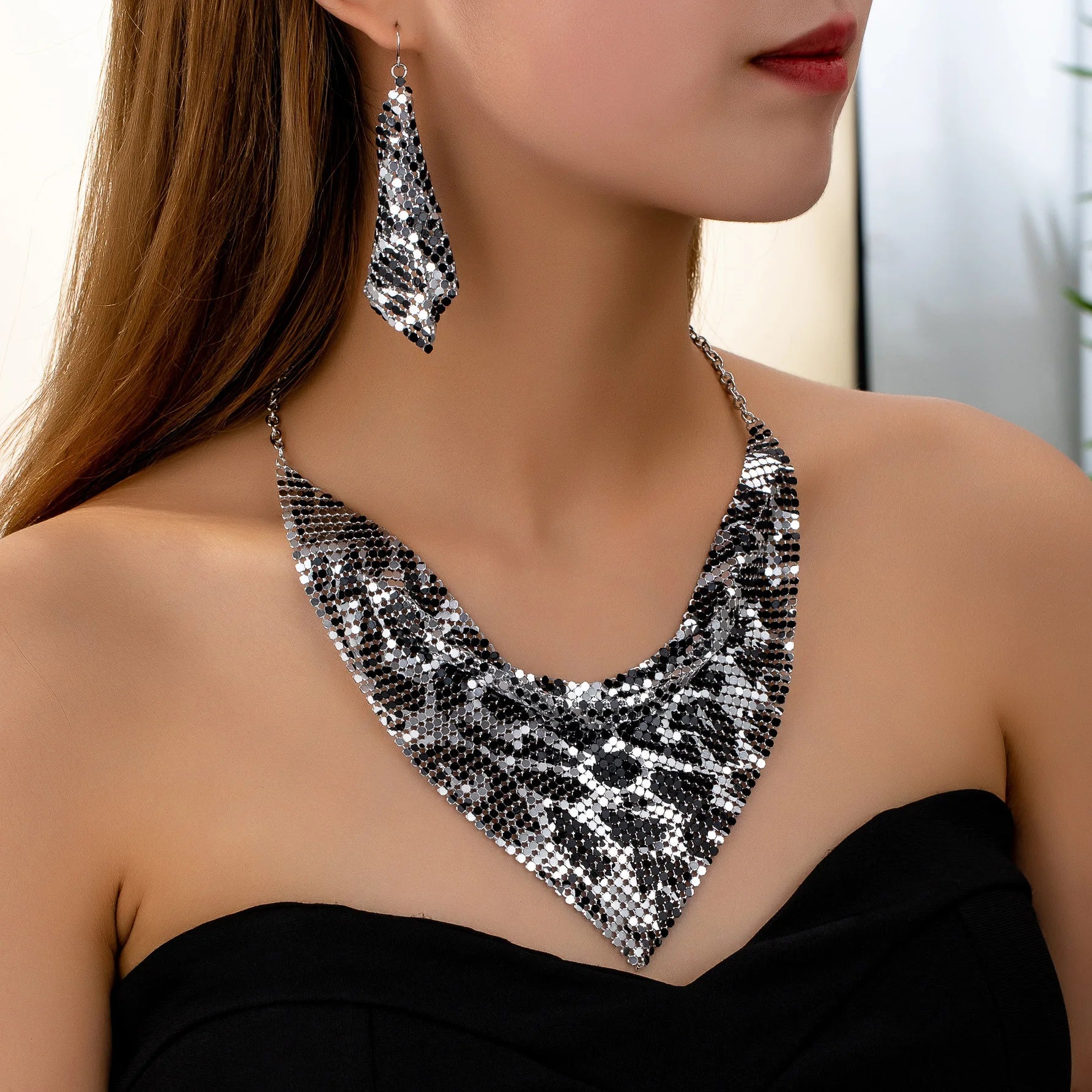 Multiple Colored Snakeskin Chain Necklace Earring Set Women Girls Gifts Fashion Jewelry Hot Sale Party Gift 2025 New Style