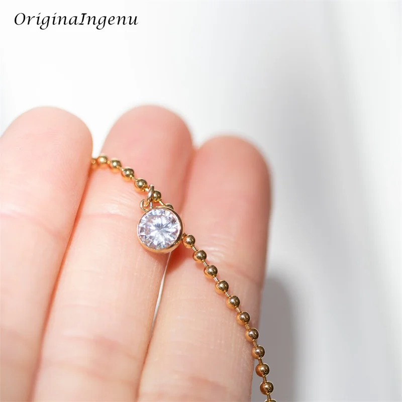 14K Gold Filled Ball Chain Zircon Pendant Necklace Minimalist Zircon Necklace Tarnish Resistant Jewelry for Women