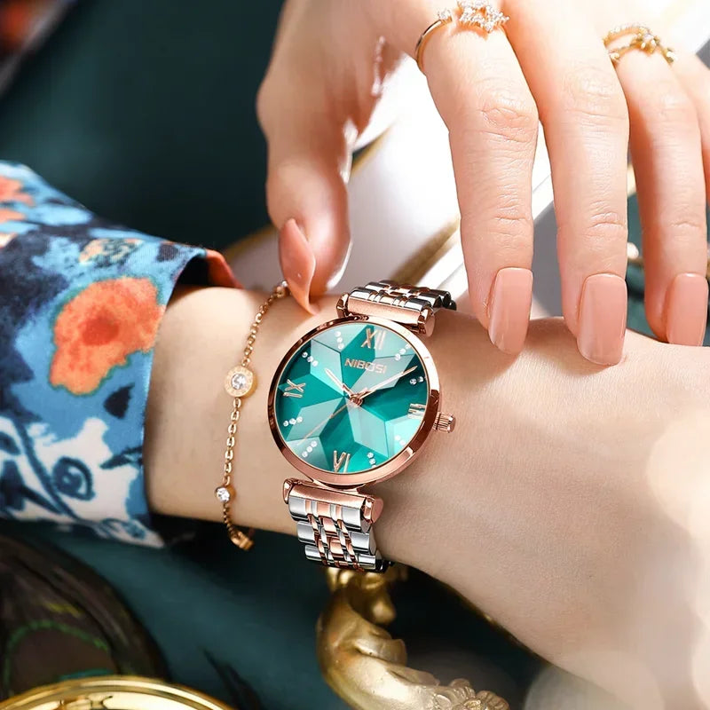 NIBOSI Women Watches Analog Rose Gold Women's Watch for Girls Diamond Studded with Stylish Watches Waterproof Relogio Feminino