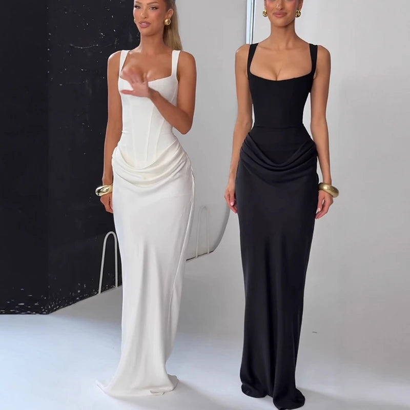 Women's Dress Black Fashionable Backless Bodycon Dress Women Slim Long Gown 2026 New Elegant Chic Lady Evening Party Vestidos