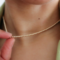 Real 14K Gold Filled Round Bead Necklace Dainty Bead Choker Handmade Pendants Tarnish Resistant Necklace Boho Women Jewelry