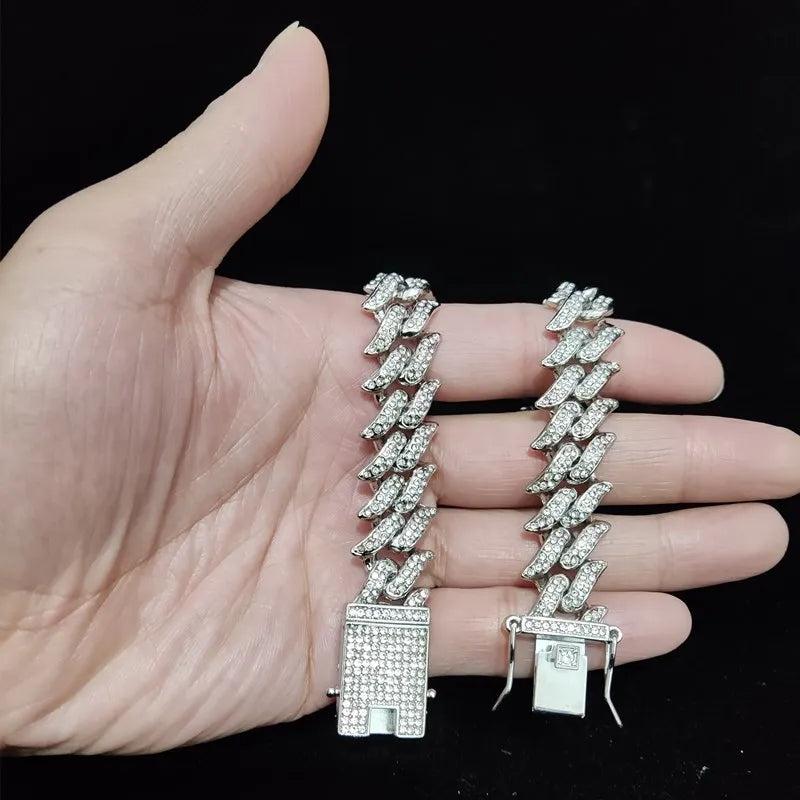 Men Women Hip Hop Chain Necklace 20mm Width Thorn Shape Chains Hiphop Iced Out Bling Bling Necklace Fashion Charm Jewelry