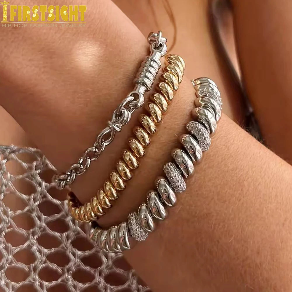 Iced Out Snake Chain Herringbone Necklace Women 10MM High Polished Plain CZ Choker European Female Fashion Jewelry
