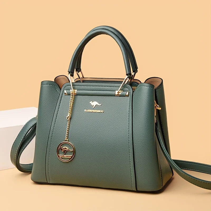 Women's Fashion Black Handbag with Gold Hardware and Detachable Shoulder Strap - High Quality, Lightweight, Elegant Design for Everyday Use, Designer Handbag