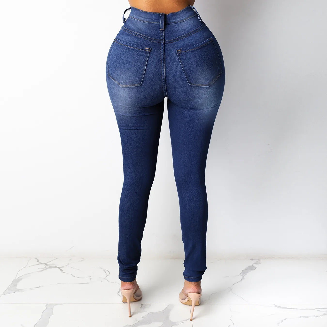 Pencil Pant Women Denim Pants Long Jeans Sheath Sexy Slim Fit Solid Casual Tight High Waist Trousers Autumn Elegant Splice