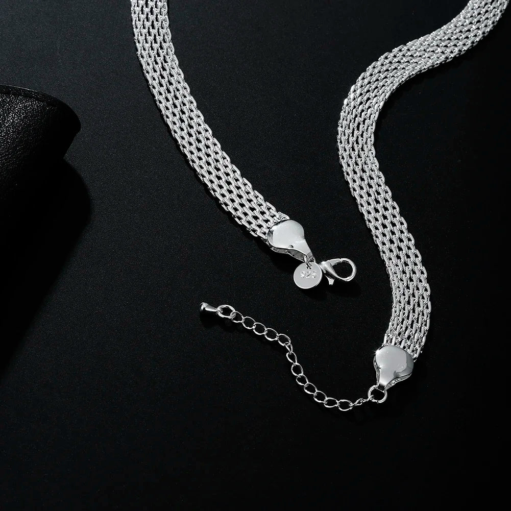 Wholesale hot 925 Silver Plated 1cm width chain Necklace for women jewelry fashion designer wedding engagement 18inch