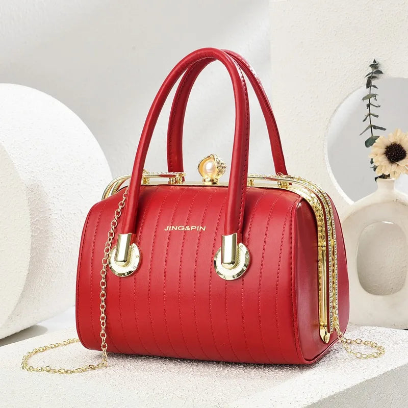 Retro Pu Leather Women's Handbag Fashion Girls Crossbody Shoulder Bag High-quality Exquisite Women's Boston Pillow Bag