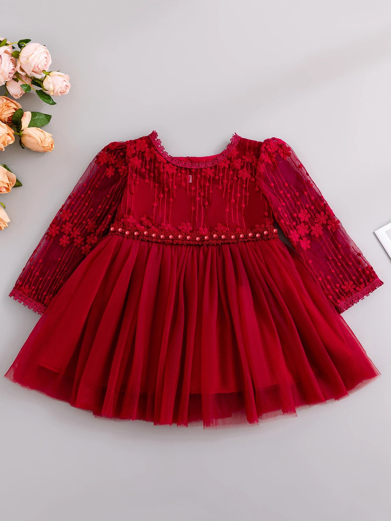 Baby Christening Party Dresses for Girls Birthday Wedding Princess Pink Dresses for Baby girl