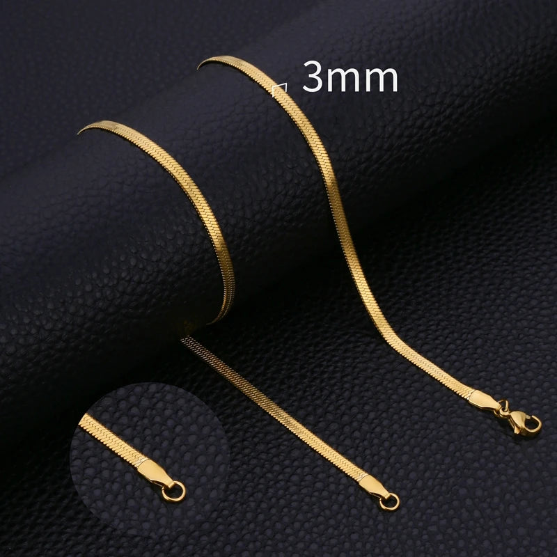 HIYEE Fashion Stainless Steel Necklace 40-45-50-60CM Blade Snake Glod Bone Chain Men's & Women's Jewelry Gifts Party And Wedding