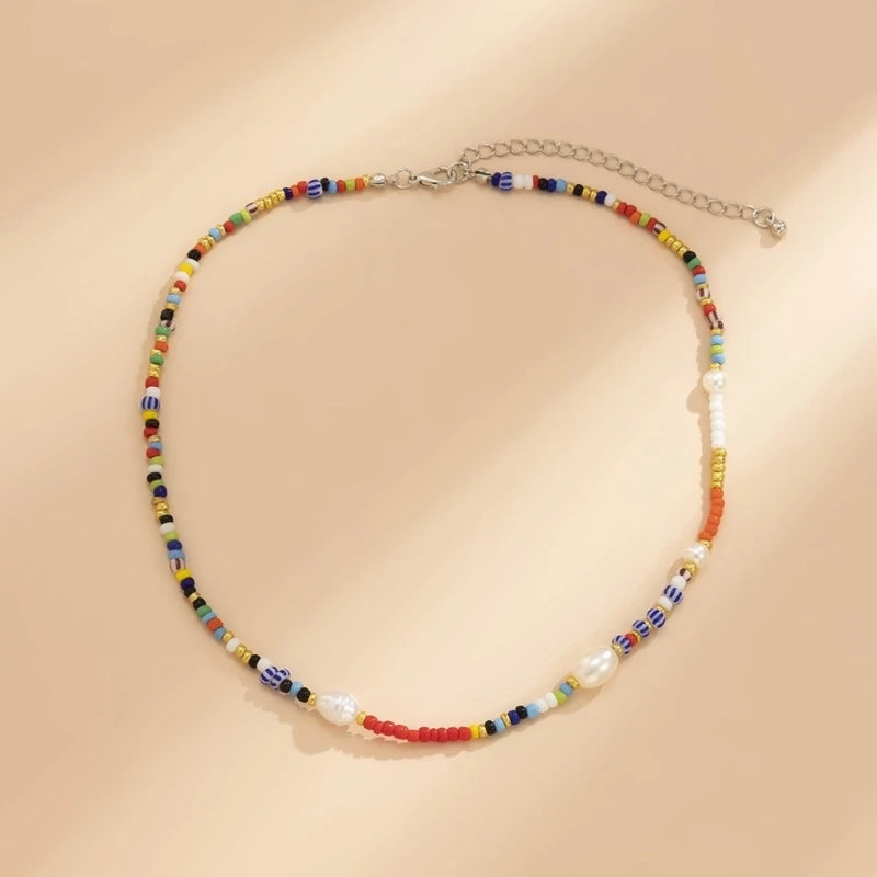 Handwoven Necklace Fashion Accessory Neck Jewelry Colorful Beads Necklaces