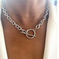 Fashion Simple Chunky Chain OT Clasp Necklace Women Trendy Versatile Stackable Metal Chain Necklace Jewelry Accessories