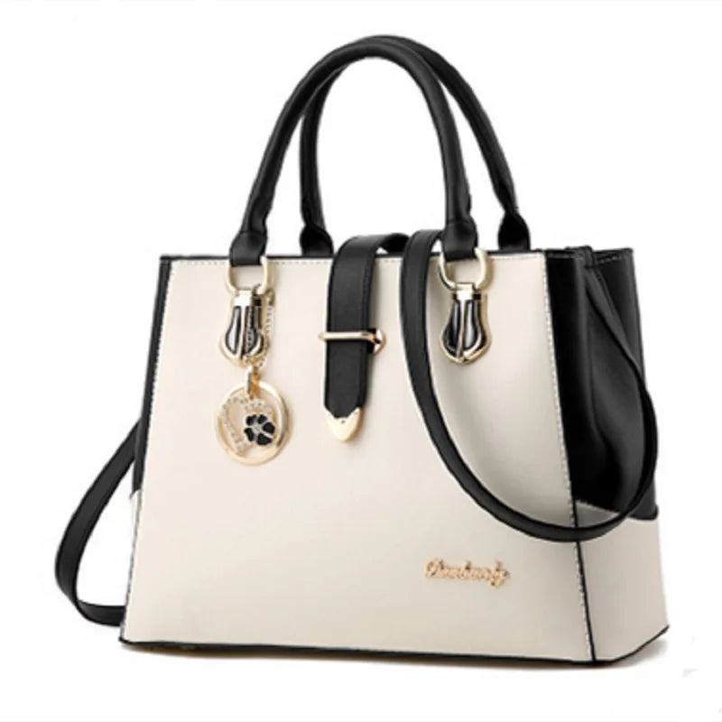 Women Handbag Patchwork Shoulder Messenger Office Work PU Leather Women Bag Ladies Luxury Handbag Vintage Large Shoulder Bag