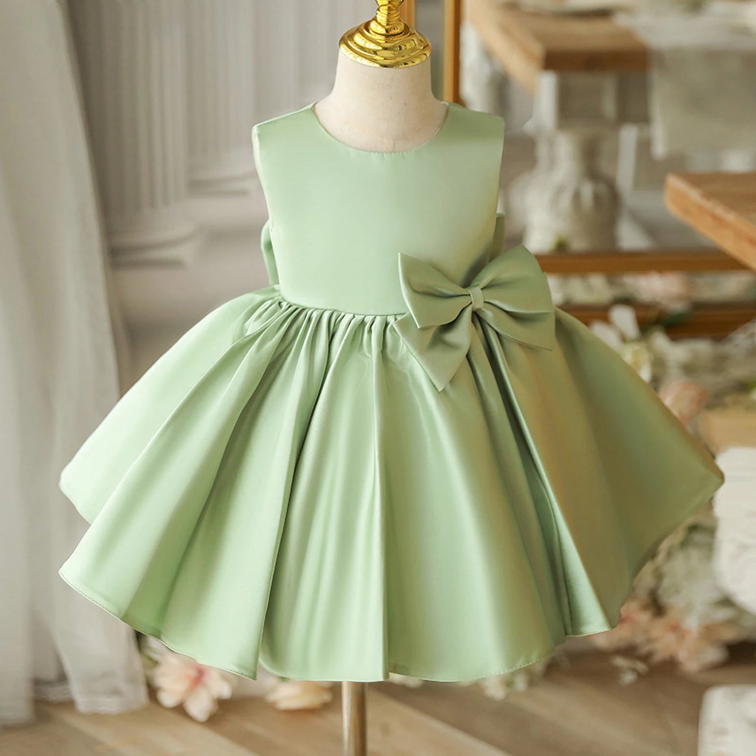 Flower Girl Dresses for Wedding Kids Backless Tulle Tutu  Princess Prom Party Clothes Baby 1st Birthday Baptism White Dress