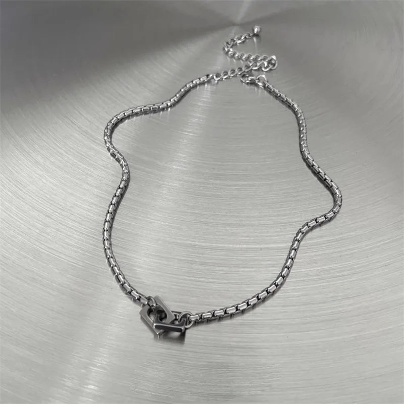Interlocking Chain Neckalce for Men Boys,Waterproof Stainless Steel Chain Link Collars,Hip Hop Trendy Jewelry Gifts