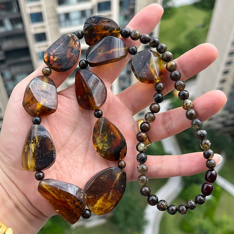 Big New Natural Amber Necklace for Gift European Baltic Original Beads Gogerous 100% Original Real Jewelry Supplier Wholesale