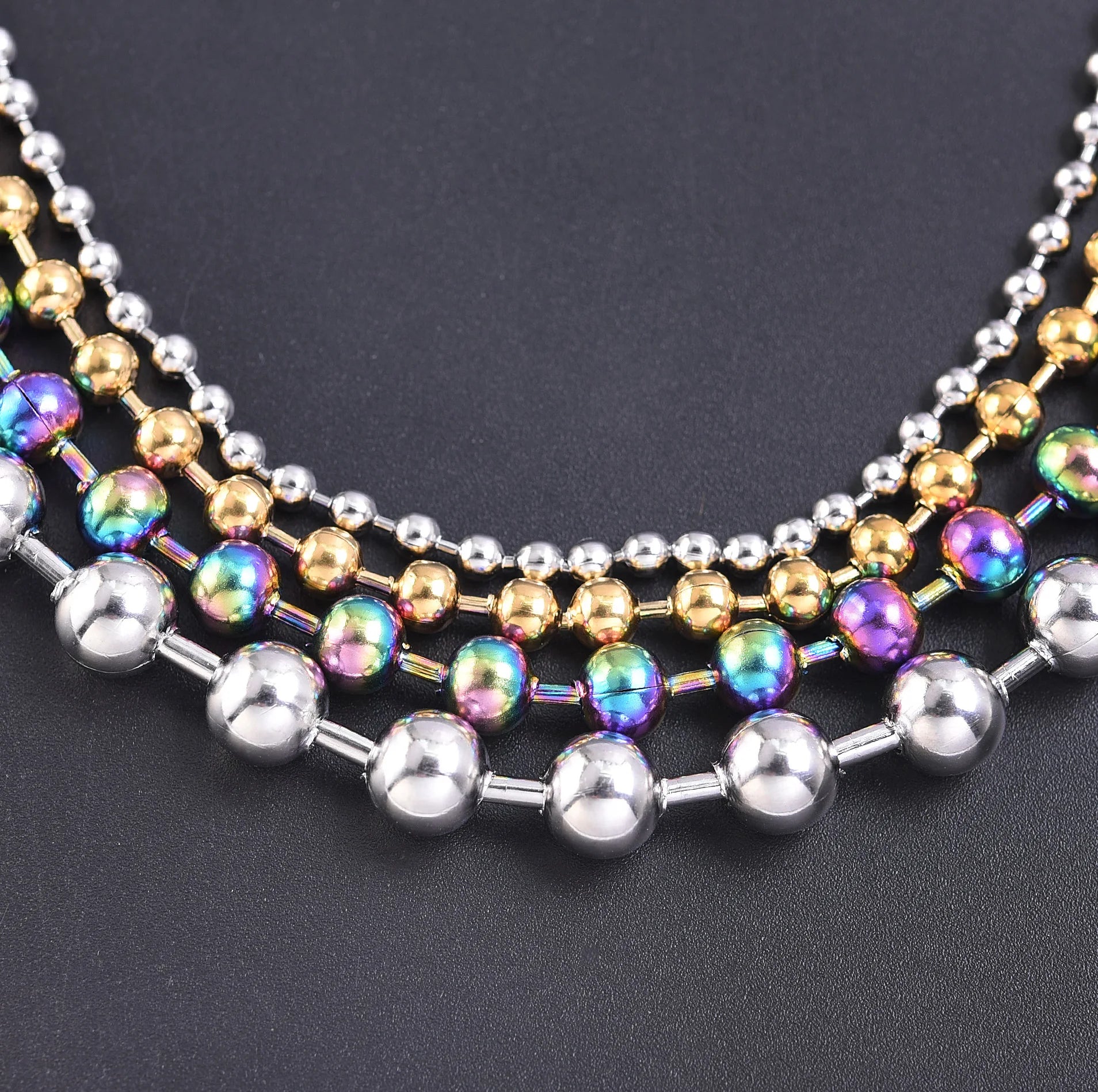 2/4/6/5/8/10mm Beaded Chain Necklace For Women Men Accessories Stainless Steel Necklaces Choker Jewelry Gift Collares Para Mujer