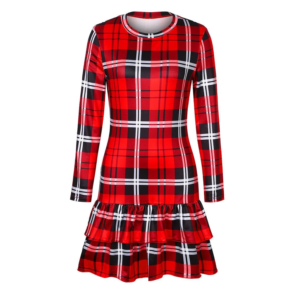 Elegant Christmas Dress for Women Clothing 2024 Winter Long Sleeve Pullover Casual Female Sexy Red Xmas Costumes Bodycon Skirt