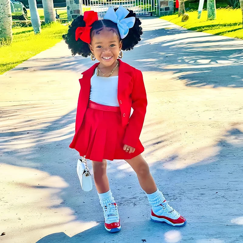 Children's Clothing Long Sleeve Jacket &  Miniskirt Suit For Girls Autumn 2Pcs Sets For Kids Clothes Girls From 2 to 8 Years Old