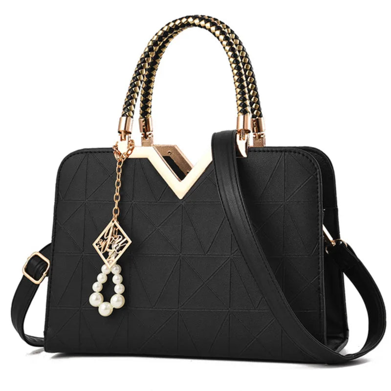 Women Handbag Patchwork Shoulder Messenger Office Work PU Leather Women Bag Ladies Luxury Handbag Vintage Large Shoulder Bag